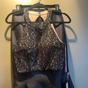 Brand new JOVANI Black Fitted Two-Piece Prom Dress  size 8 -$550